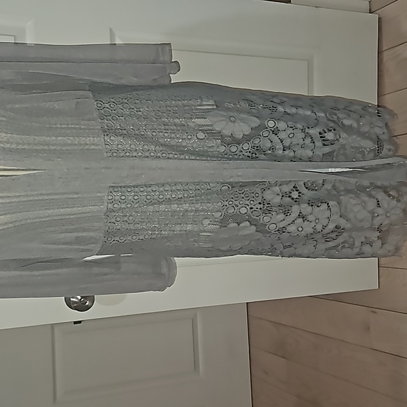FORGOTTEN GRACE Women Silver color Tulle Mesh Lace Cardigan Size L - Picture 3 of 12